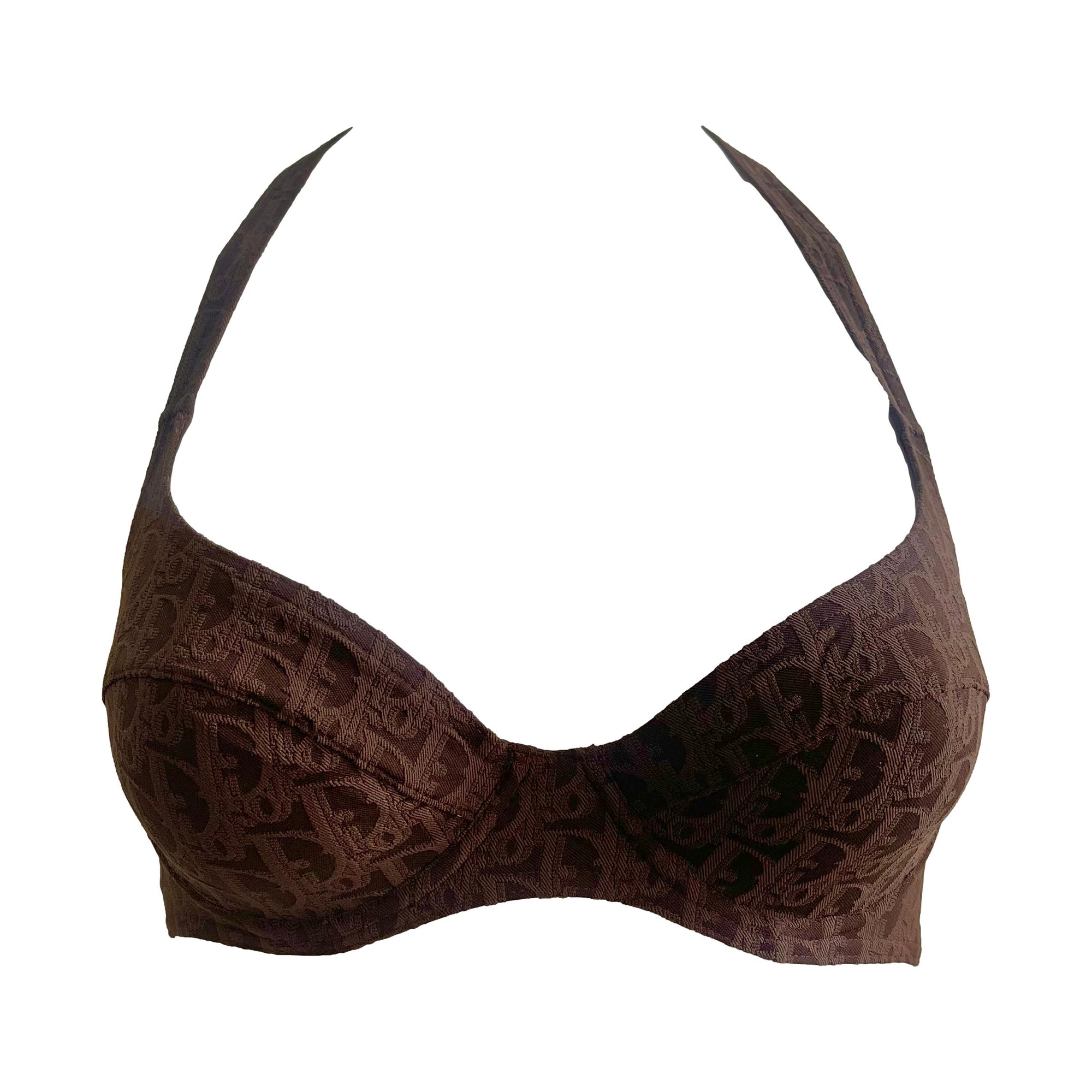 Dior Brown Logo Halter Bralette