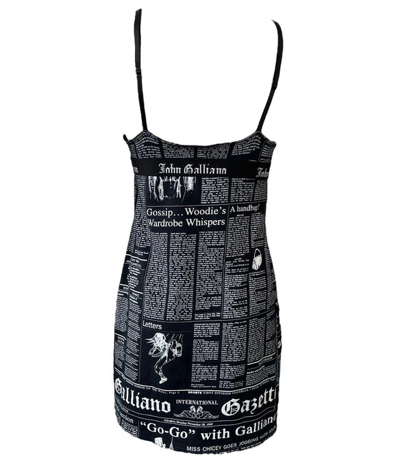 John Galliano Black Newsprint Dress - Treasures of NYC