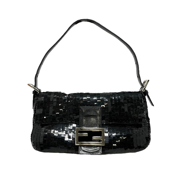 Fendi Black Sequin Baguette Bag