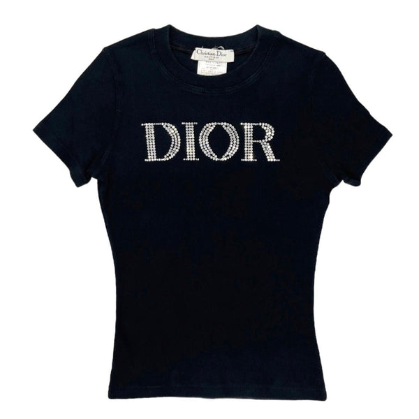 Dior Black Rhinestone Short Sleeve Top – Treasures of NYC