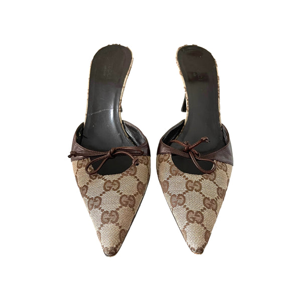 Gucci Brown Monogram Logo Heels