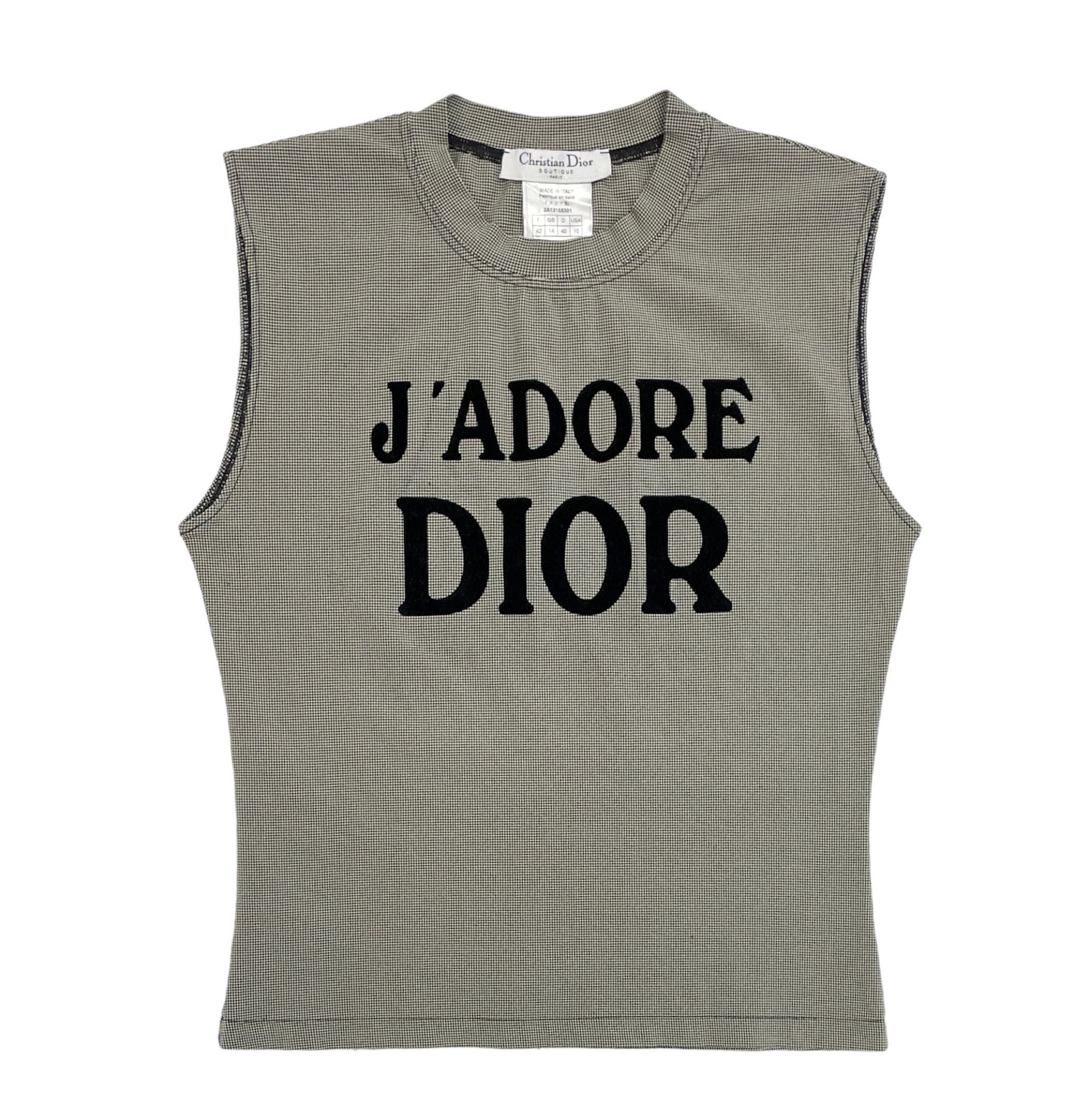 Dior J'Adore Houndstooth Logo Tank Top