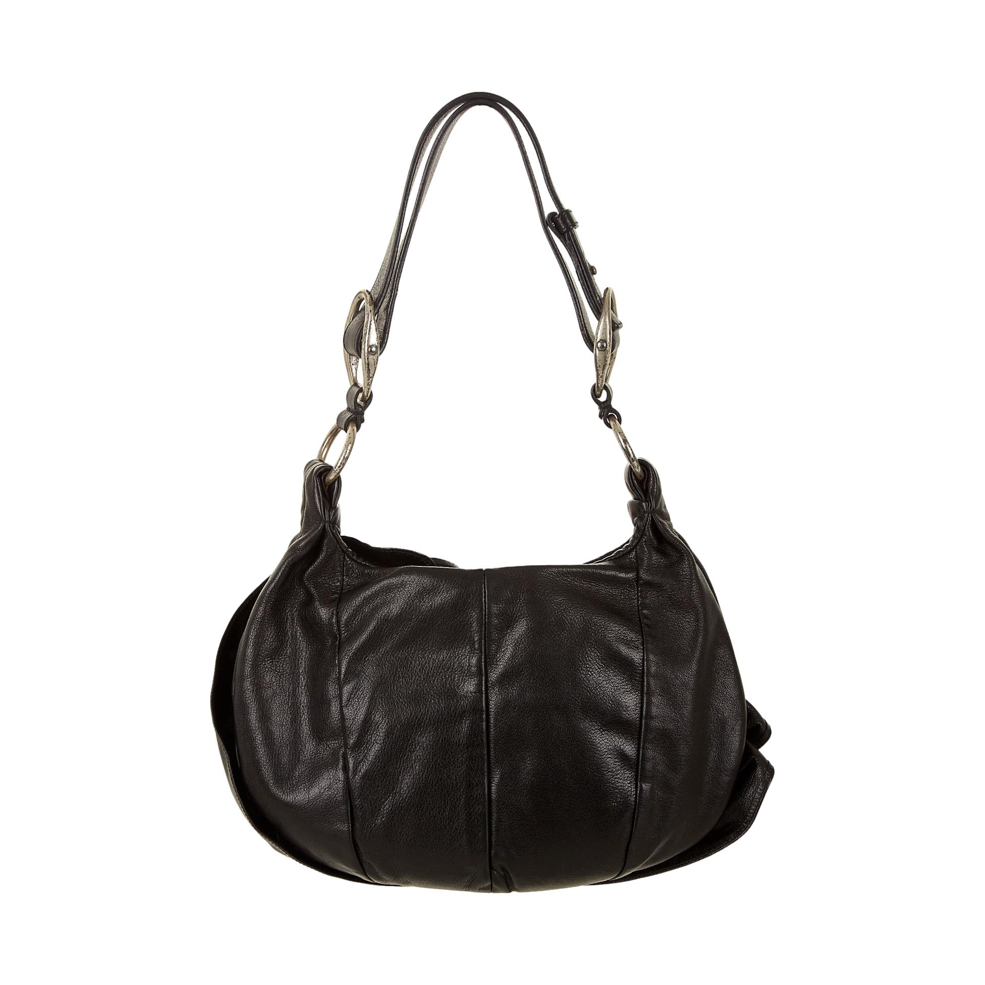YSL Black Floral Ruffle Shoulder Bag