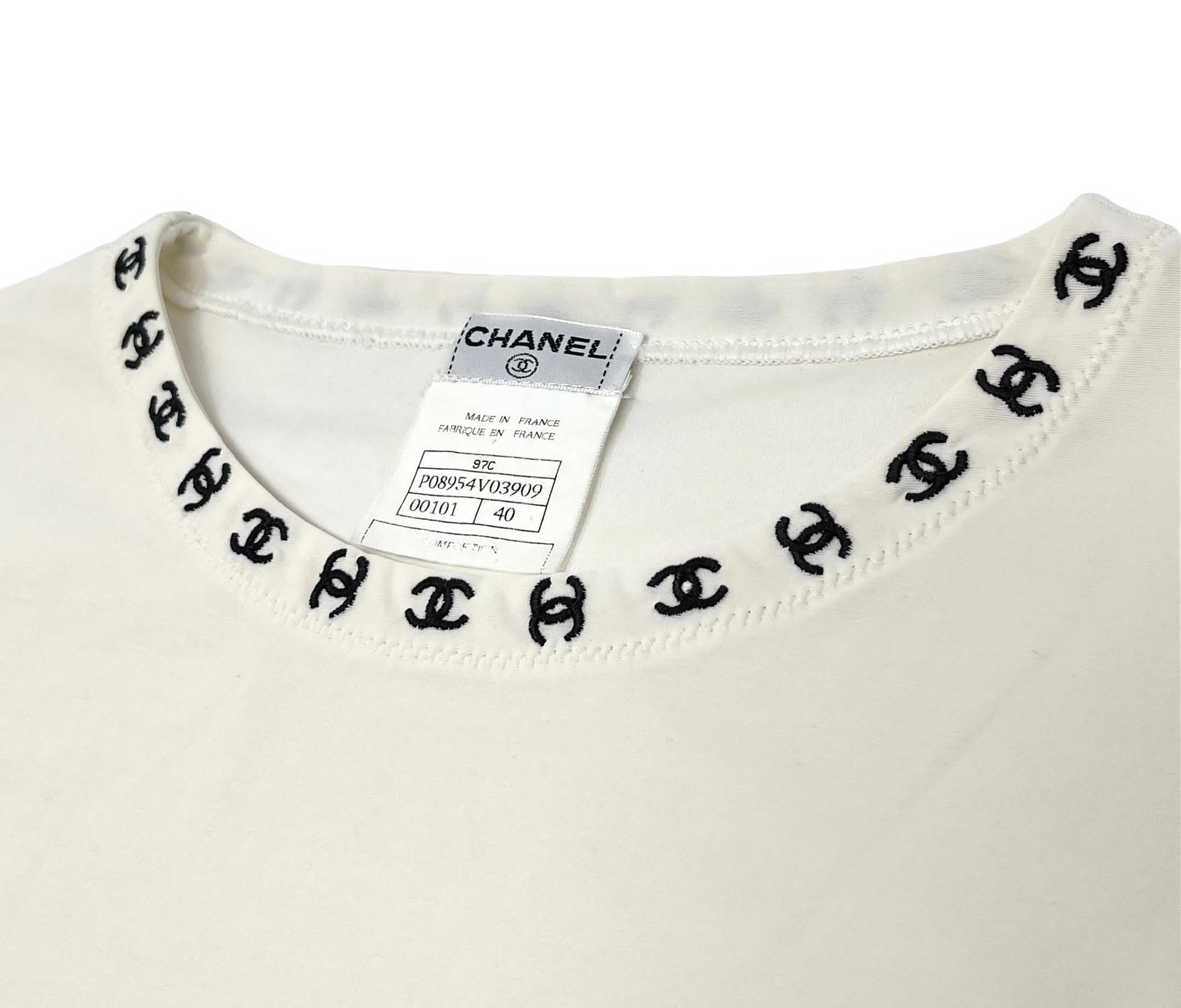 Chanel White Logo Ringer Shirt