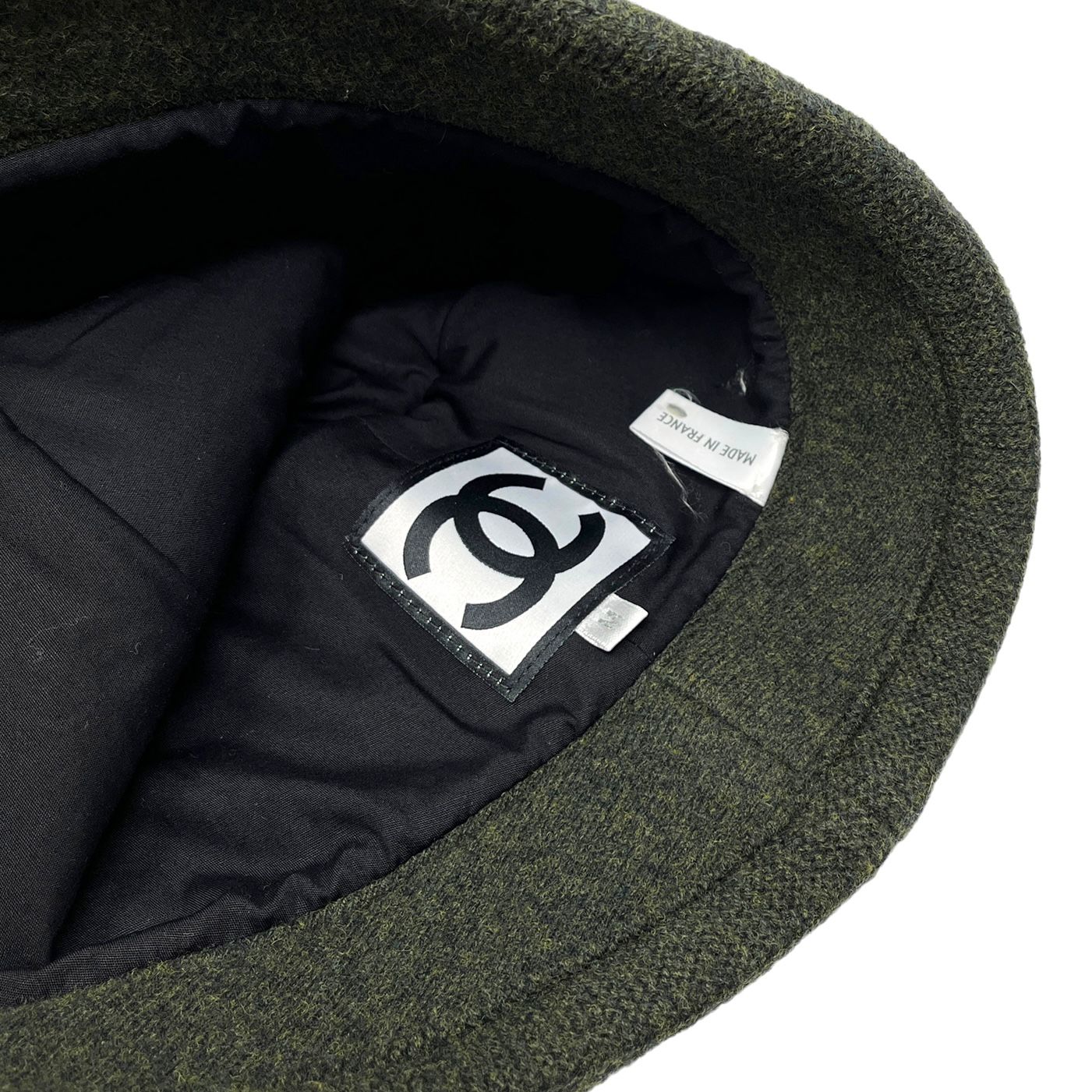 Chanel Green Wool Logo Bucket Hat