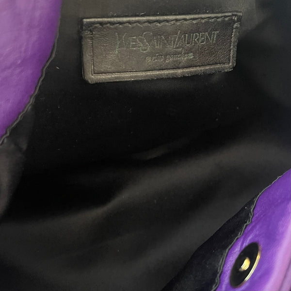 YSL Purple Leather Shoulder Bag