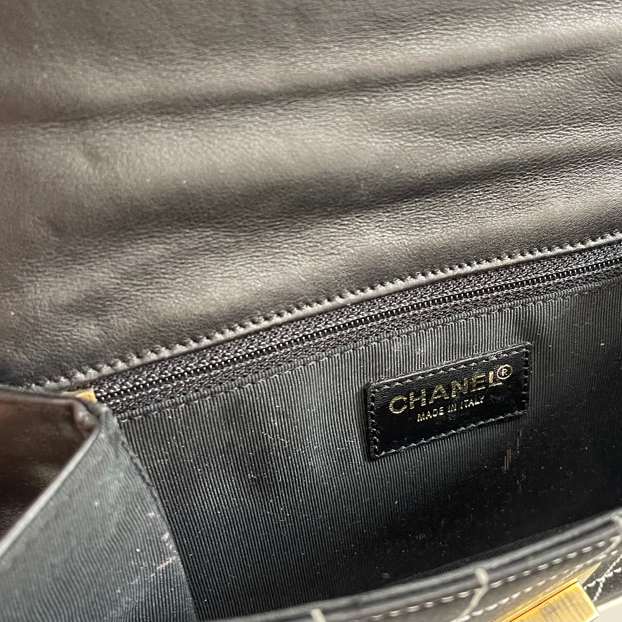 Chanel Black Quilted Satin Chain Shoulder Bag