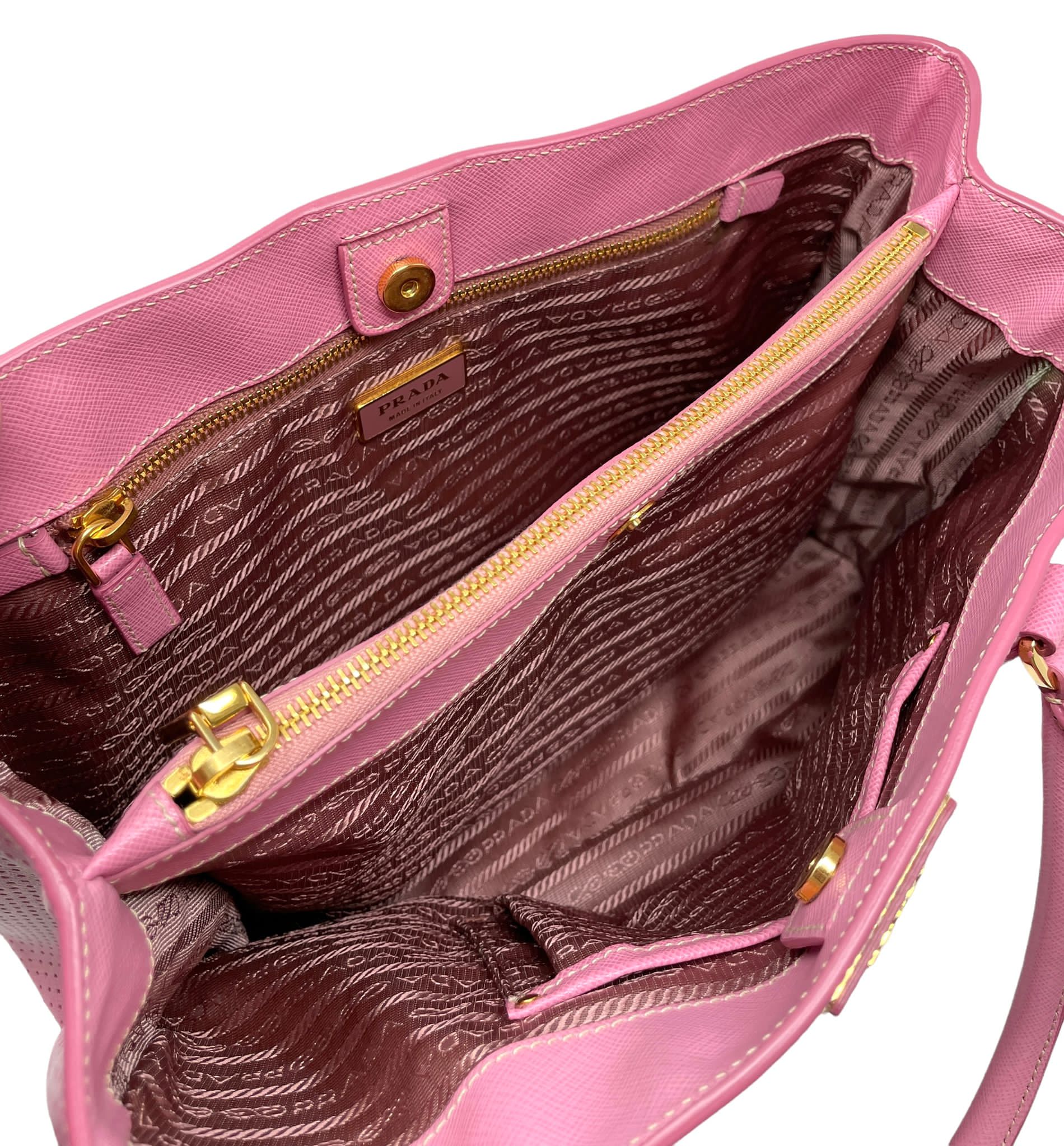 Prada Pink Perforated Top Handle Bag