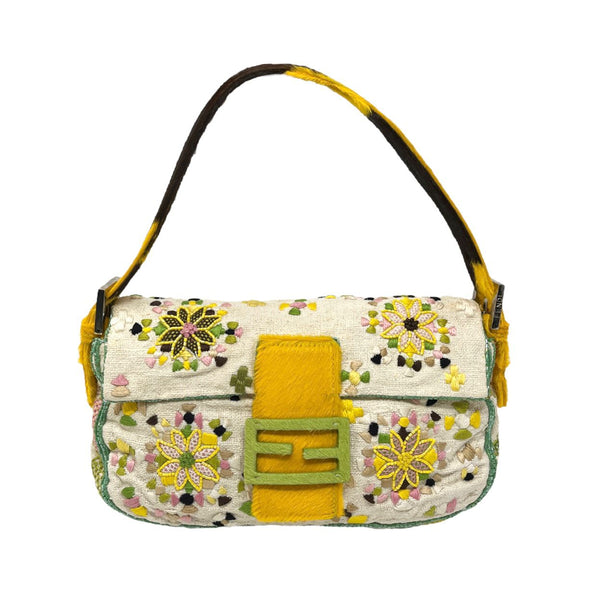 Baguette cloth handbag Fendi Yellow in Cloth - 34535266