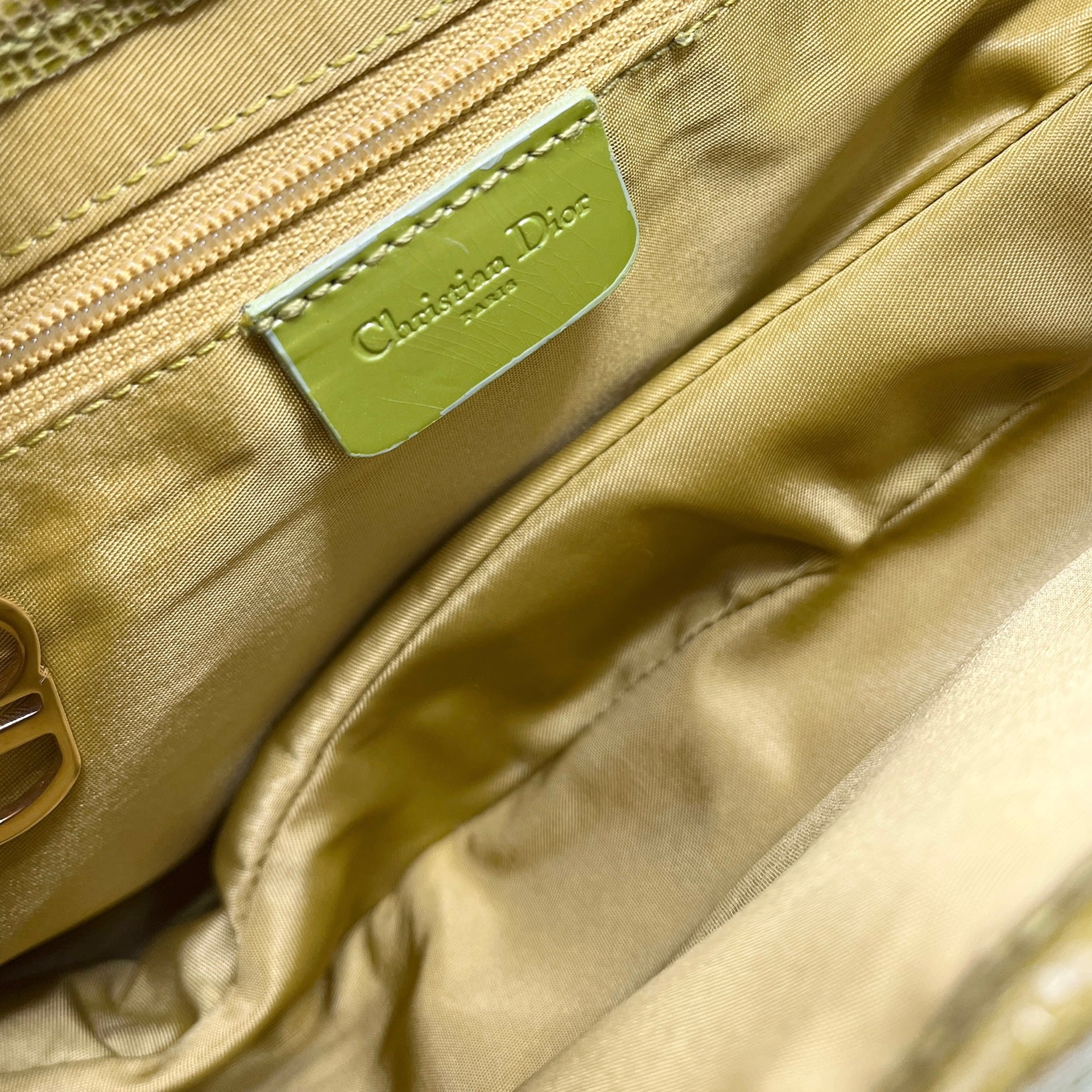 Dior Lime Green Leather Saddle Bag