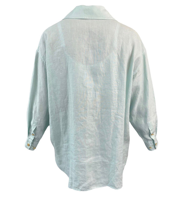 Chanel Light Green Oversized Button Down