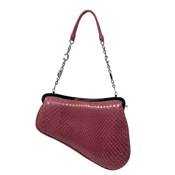 Dior Pink Snakeskin Mini Saddle Bag