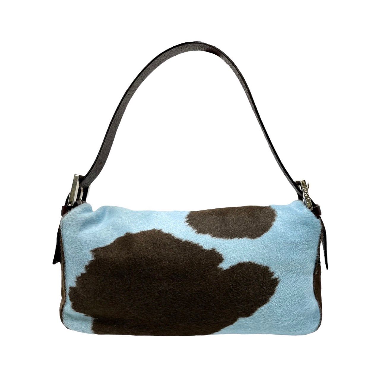 Fendi Blue Cow Print Baguette