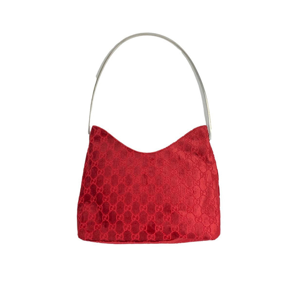 Gucci Red Monogram Velvet Shoulder Bag