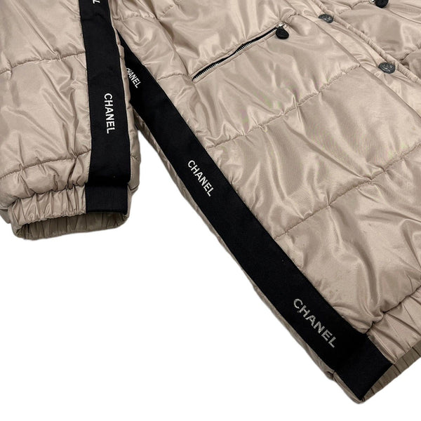 Chanel Beige Logo Trim Long Puffer