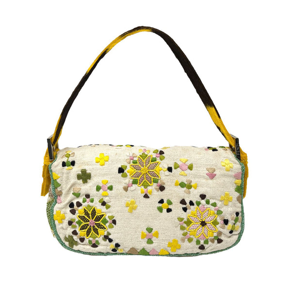 Fendi Yellow Embroidery Baguette