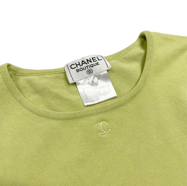 Chanel Lime Green Logo Tank Top