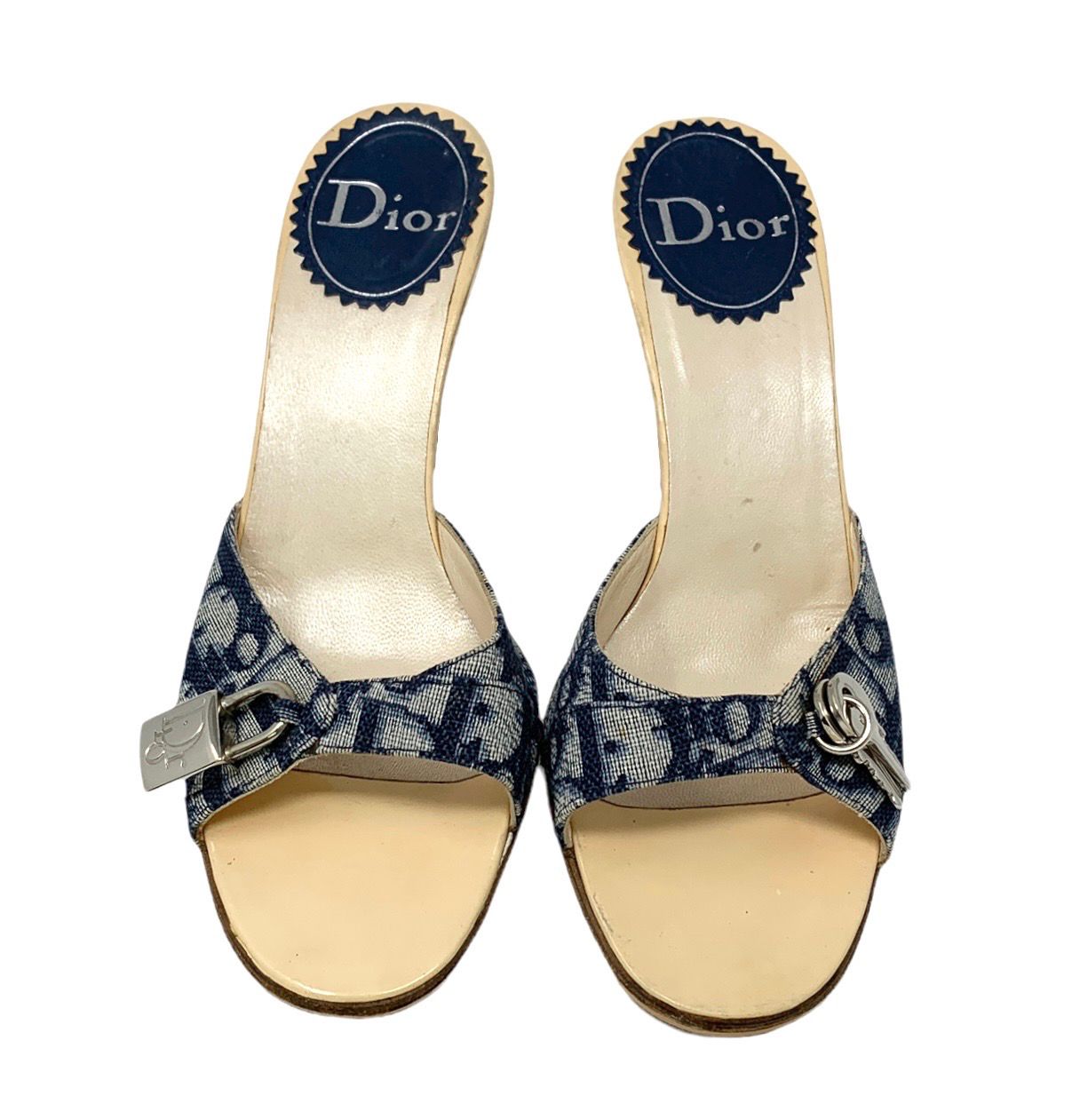 Dior Navy Monogram Lock Heels