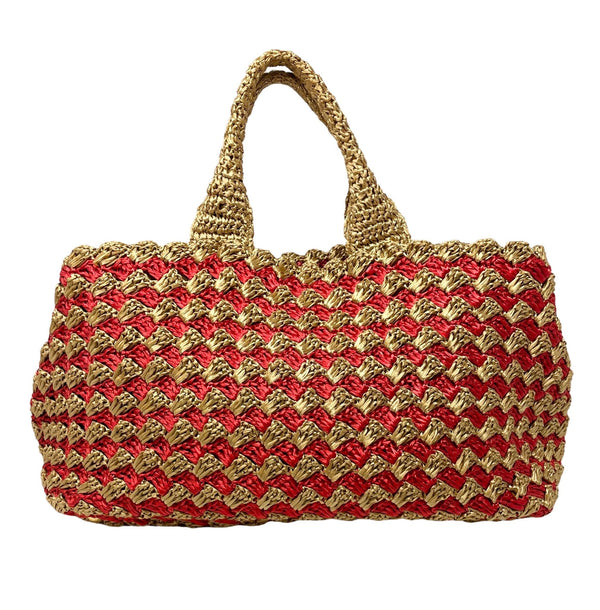 Prada Red Braided Jumbo Top Handle Tote