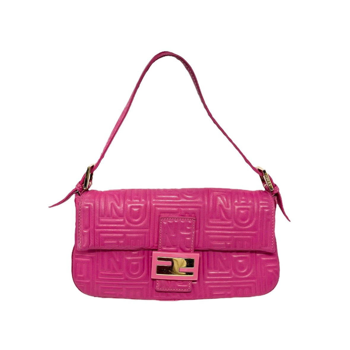 Fendi Pink Leather Logo Baguette