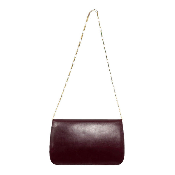 Celine Burgundy Logo Chain Bag