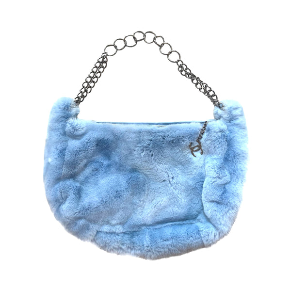 Chanel Blue Fur Chain Bag