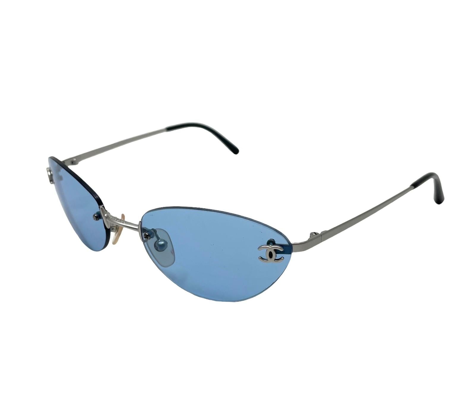 Chanel Blue Rimless Sunglasses