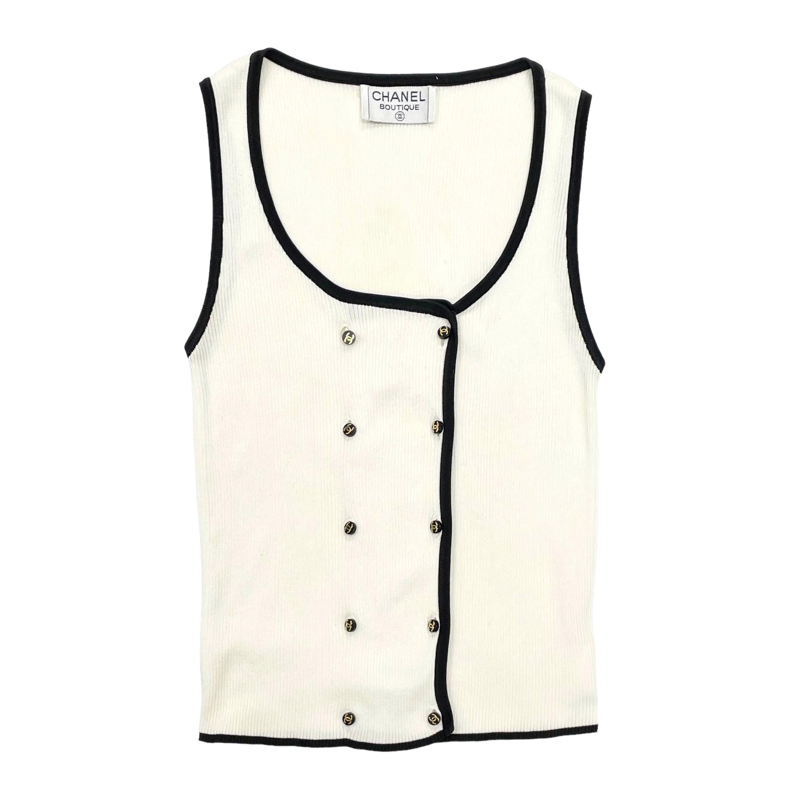 Treasures of NYC - Chanel Ribbed Logo Button Tank Top