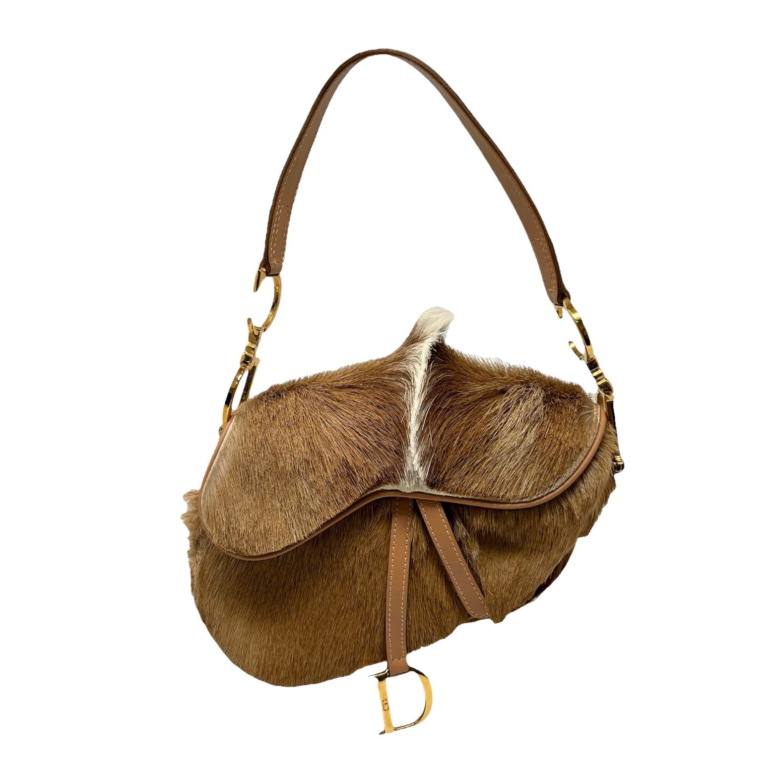 Dior Brown Fur Mini Saddle Bag
