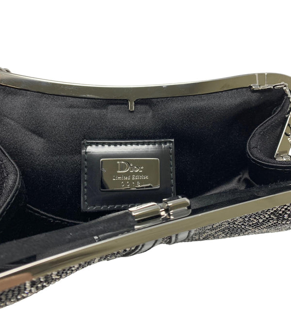 Dior Black Rhinestone Mini Saddle Bag