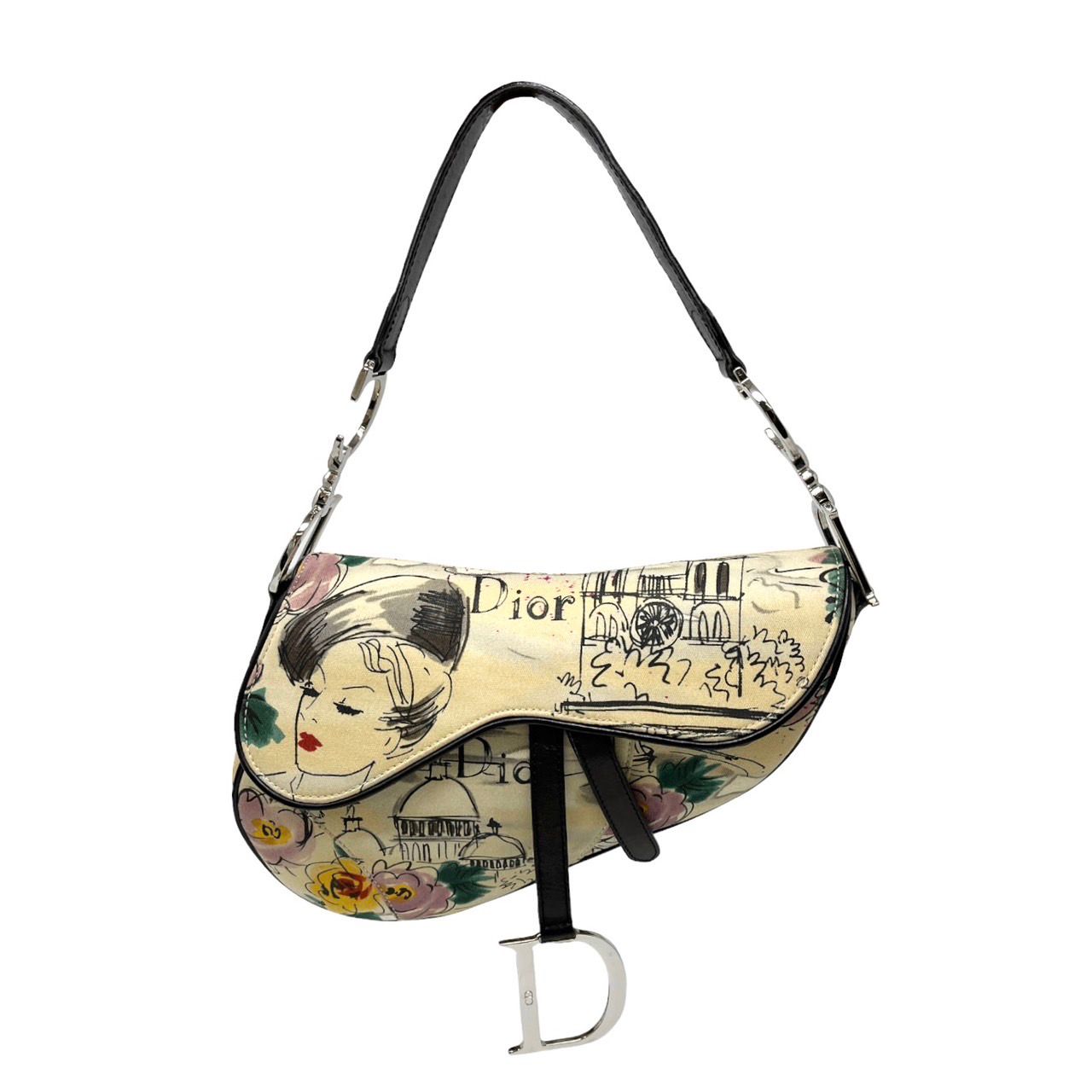 Dior Watercolor Print Saddle Bag