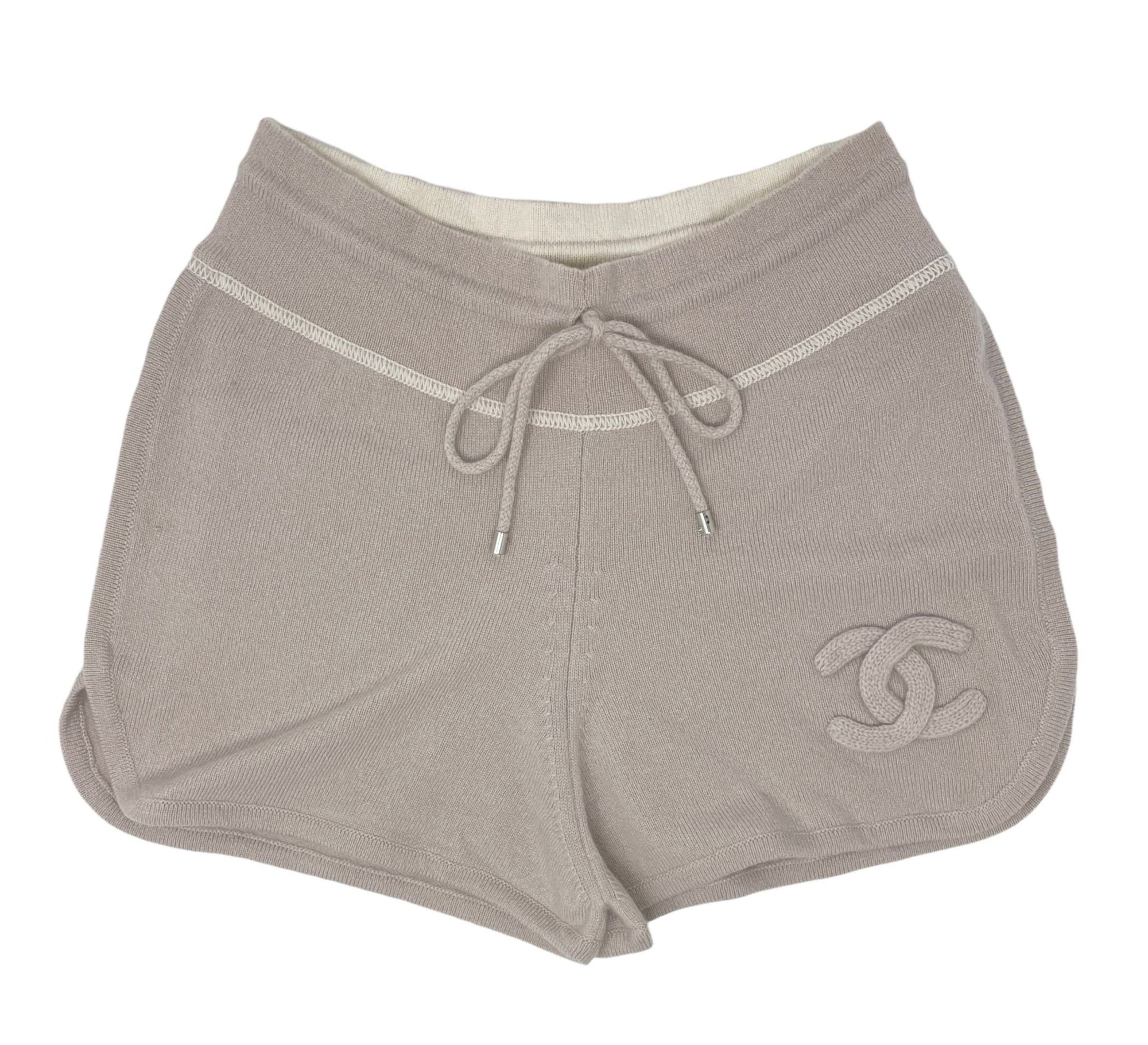 Chanel Tan Cashmere Logo Shorts