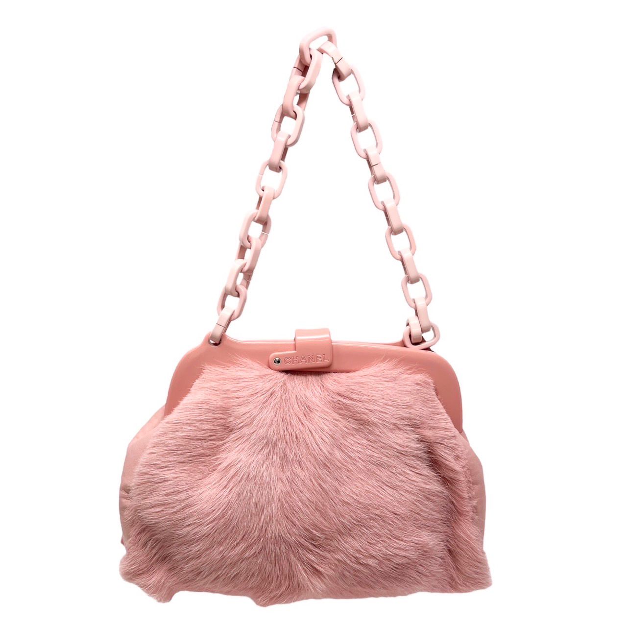 Chanel Shoulder Bag Shearling Fur Light Pink Ladies Tote Used 10000121
