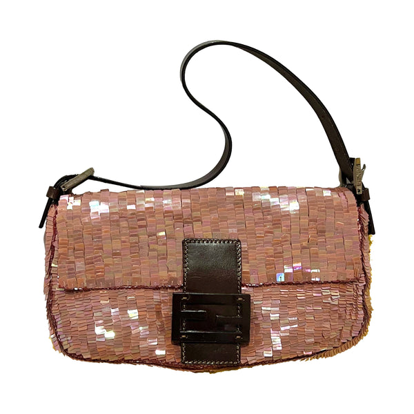 Fendi Peach Sequin Baguette