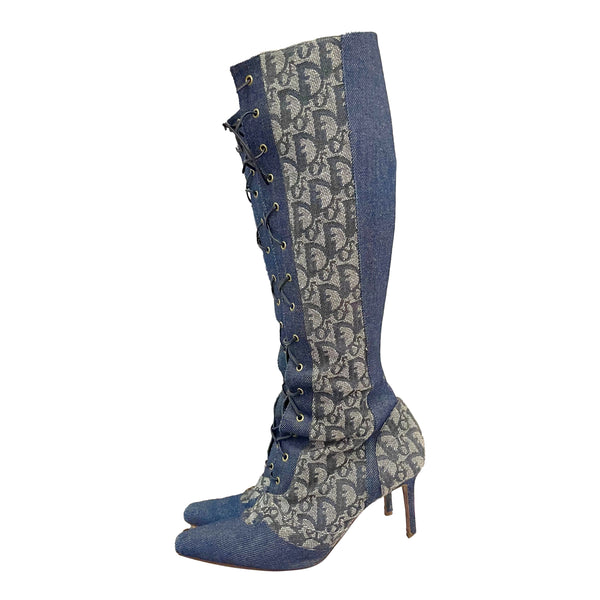 Christian Dior Vintage Knee High Monogram Boots