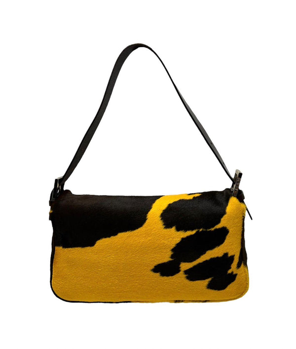 Fendi Yellow Cow Print Baguette Bag