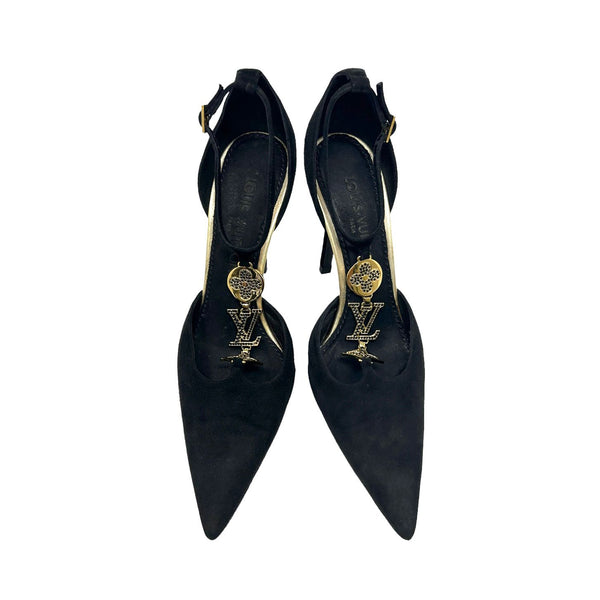 Louis Vuitton Black Logo Charm Heels