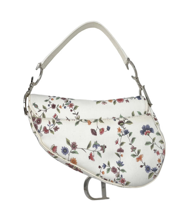 Dior White Floral Saddle Bag