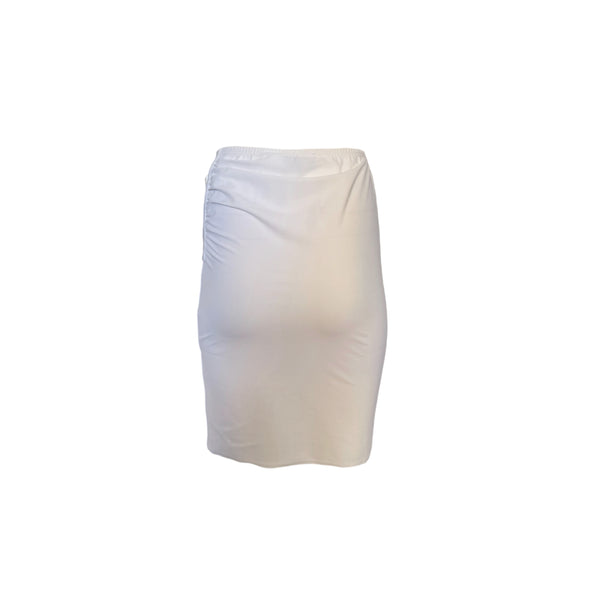 Fendi White Ruched Logo Skirt