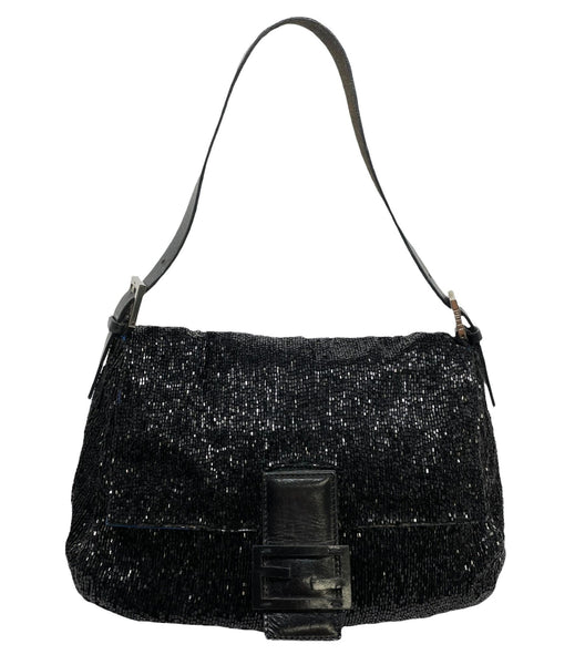 Fendi Black Beaded Baguette Bag