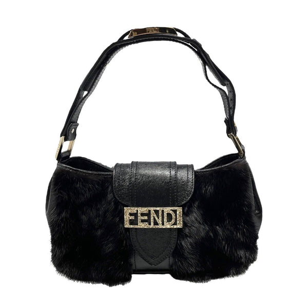 Fendi Black Fur Small Shoulder Bag