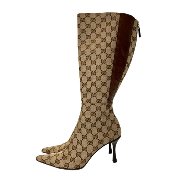 Gucci Brown Monogram Tall Boots