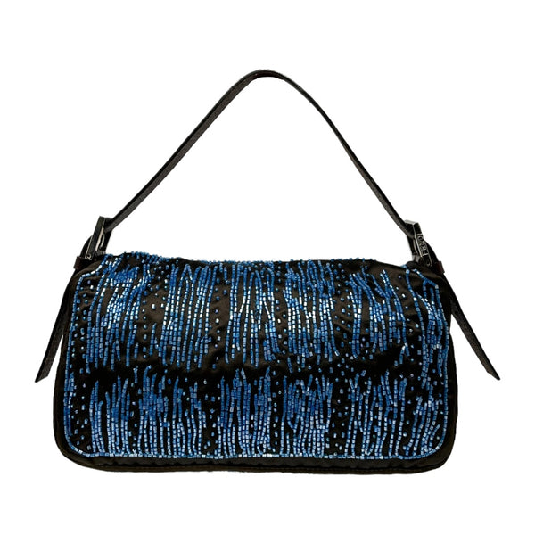 Fendi Blue Beaded Baguette Bag