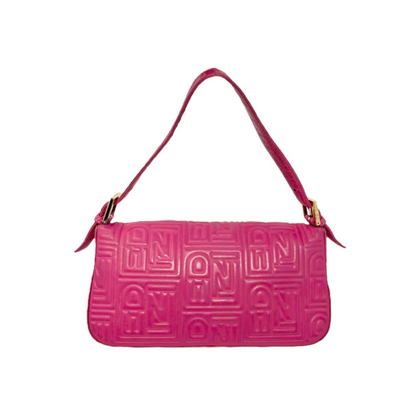 Fendi Pink Leather Logo Baguette