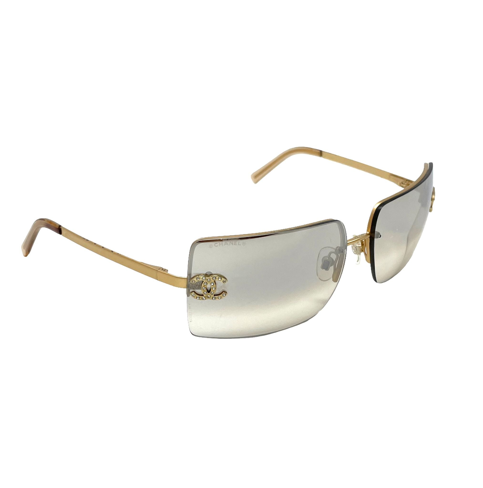 Chanel Gold Rimless Rhinestone Logo Sunglasses – Treasures of NYC