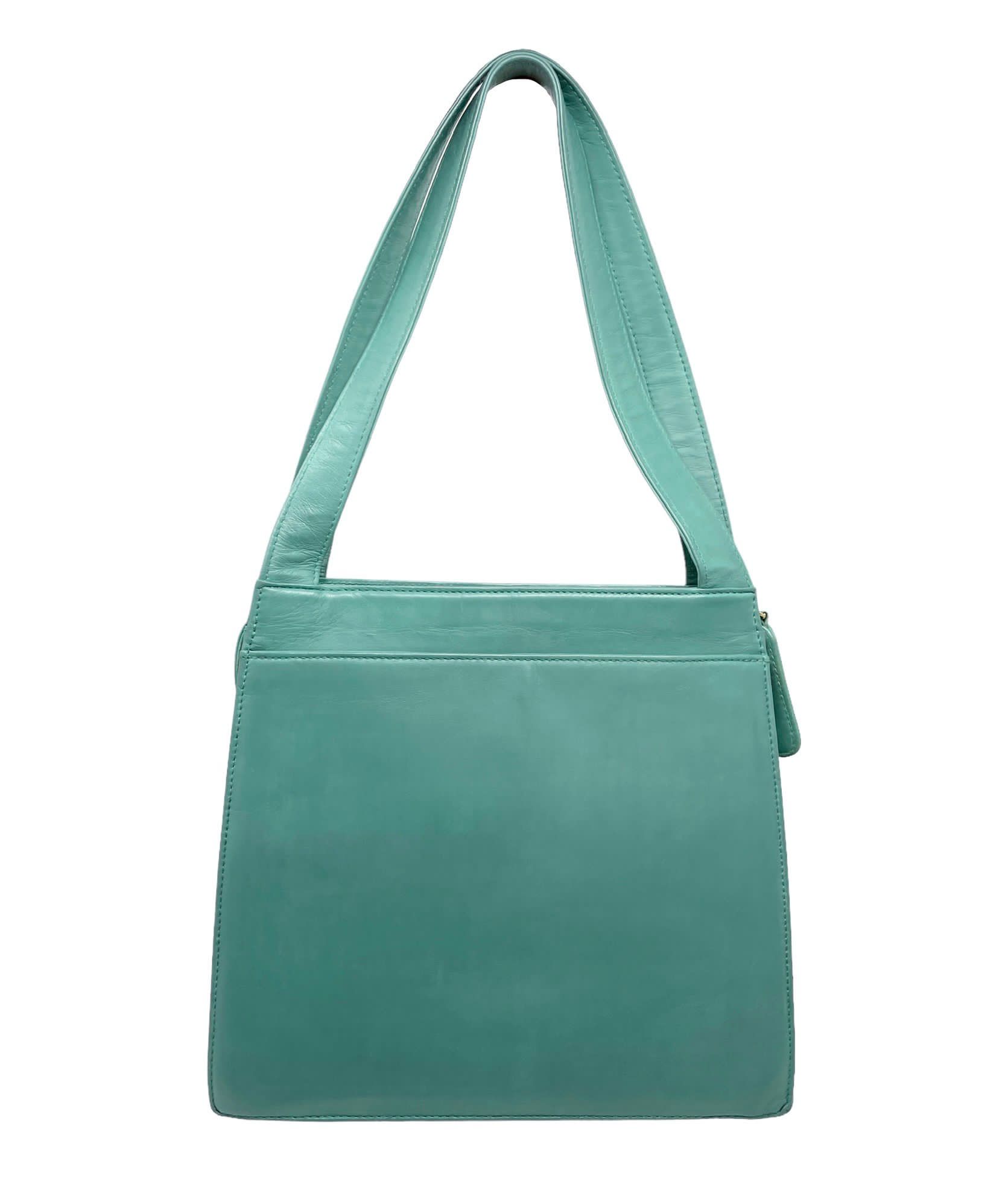 Chanel Turquoise Logo Top Handle Bag
