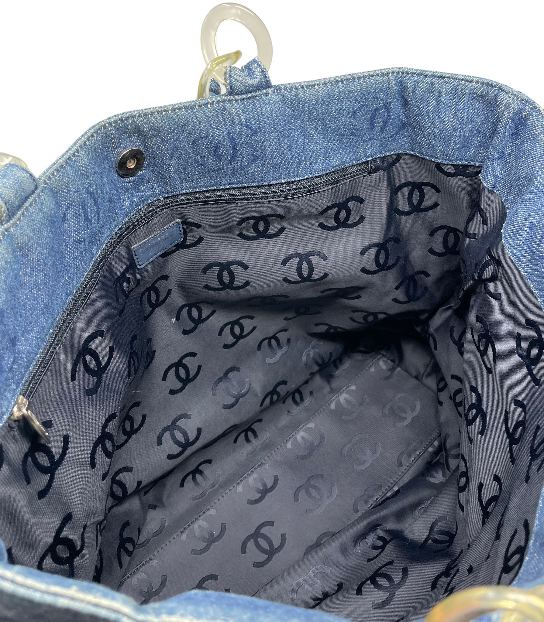 Chanel Blue Denim Logo Shoulder Bag