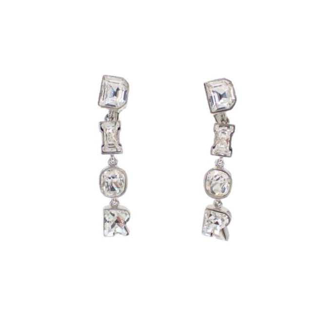 Dior Silver Rhinestone Charm Earrings
