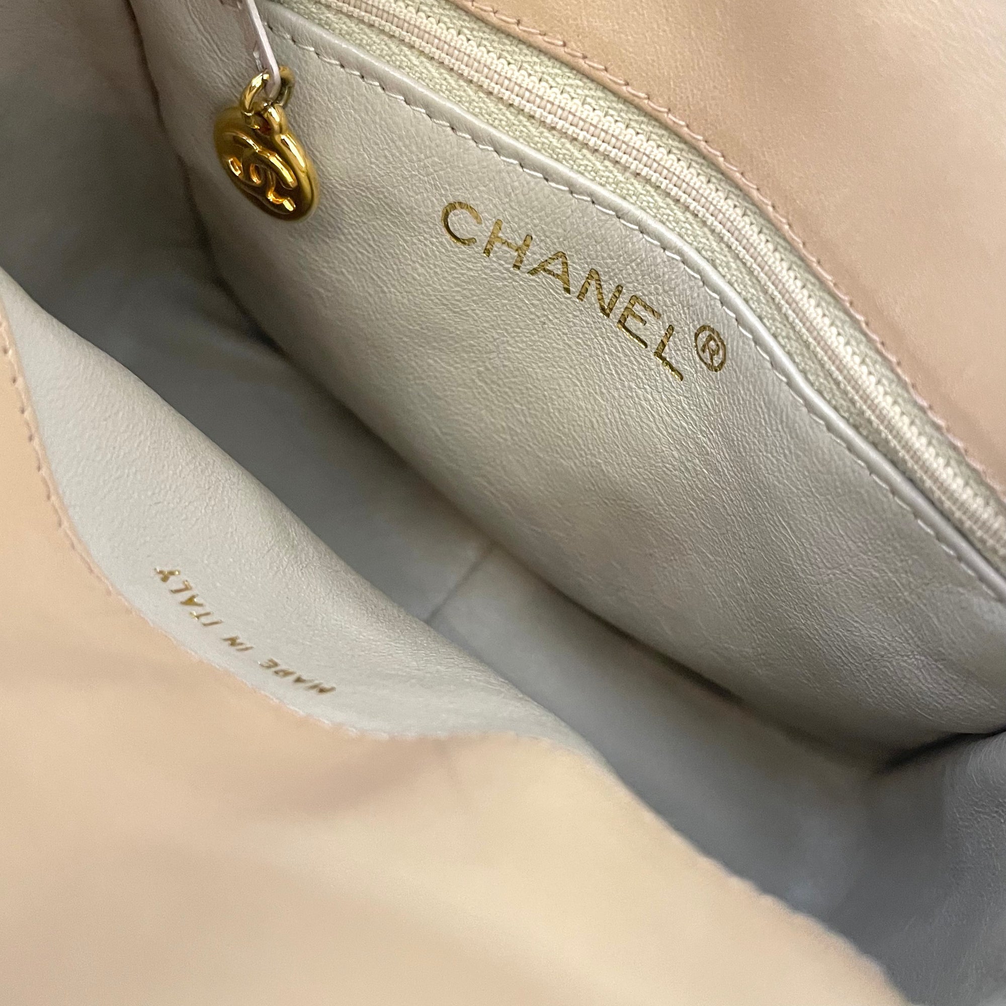 Chanel Beige Quilted Chain Mini Bag