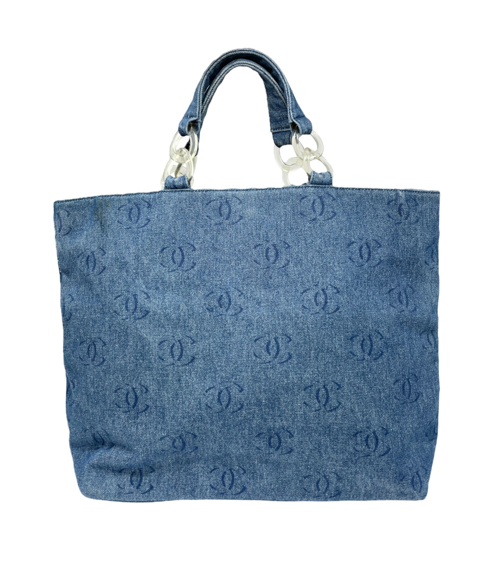 Chanel Blue Denim Logo Shoulder Bag